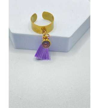 Volant Violine – Bague ajustable acier inoxydable plaqué or 24K 