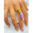 Volant Violine – Bague ajustable en acier inoxydable plaqué or 24K avec pendentif volant  Volant Violine – Bague ajustable en acier inoxydable plaqué or 24K avec pendentif volant