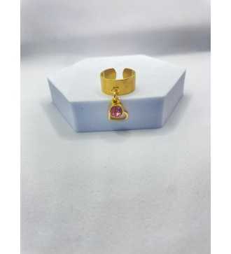 Bijou Rose Amicale – Bague artisanale plaqué or avec pierre rose élégante