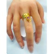 Rose Amicale – Bague ajustable en acier inoxydable plaqué or 24 K avec pendentif Rose Amicale – Bague ajustable en acier inoxydable plaqué or 24 K avec pendentif