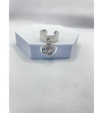 Bague Ange Blanc en argent 925 avec cœur et pierre blanche 