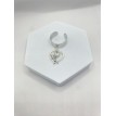 Bague ajustable argent avec pendentif cœur Ange Blanc et pierre blanche scintillante Bague ajustable argent avec pendentif cœur Ange Blanc et pierre blanche scintillante