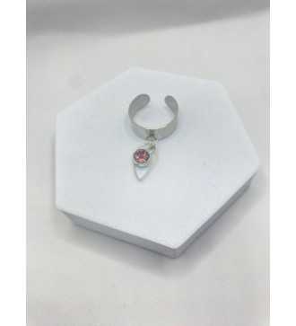 Bague Larme Argenté en argent 925 avec pierre rose – ajustable
