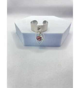 Bague Larme Argenté en argent 925 avec pierre rose – ajustable