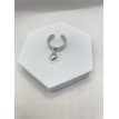 Bague ajustable argent avec pendentif coeur dans un Carré et pierre rouge