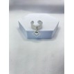 Bague ajustable argent avec pendentif coeur dans un Carré et pierre rouge