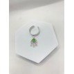 Bague ajustable Rosace de Luxe en argent 925 avec pendentif rosace et pierre verte Bague ajustable Rosace de Luxe en argent 925 avec pendentif rosace et pierre verte