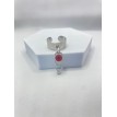 Bague ajustable argent avec pendentif Coeur Trio et pierre rouge Bague ajustable argent avec pendentif Coeur Trio et pierre rouge
