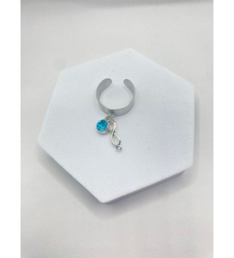 Bague ajustable argent avec pendentif infini et pierre azur