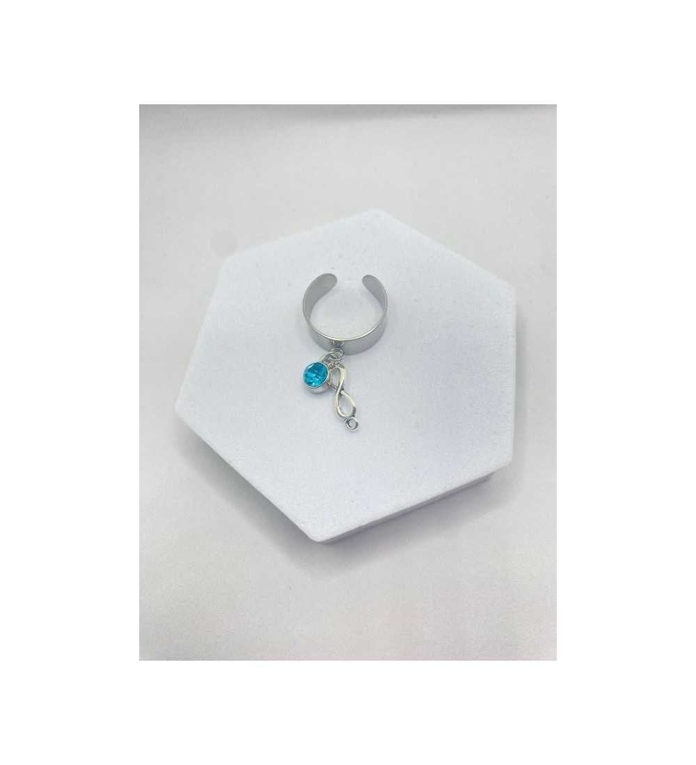 Bague Infinity Bleu en argent 925 avec pendentif infini