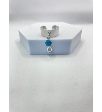 Bague ajustable argent avec pendentif infini et pierre azur