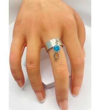 Bague Infinity Bleu en argent 925 avec pendentif infini