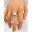 Bague ajustable Tout Argenté avec cœur et breloque strass – Argent 925 Bague ajustable Tout Argenté avec cœur et breloque strass – Argent 925