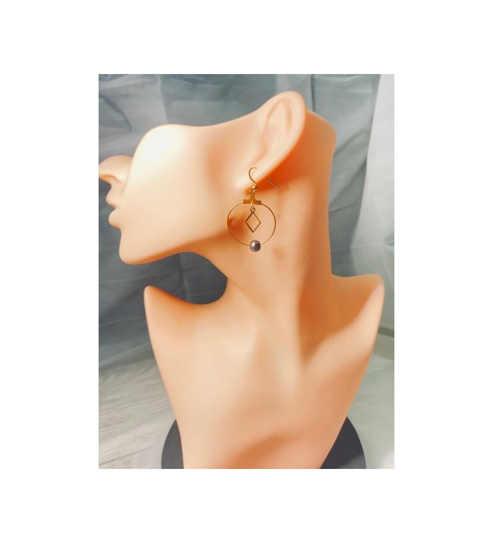 Boucles d'oreilles créole Diamant de nuit
