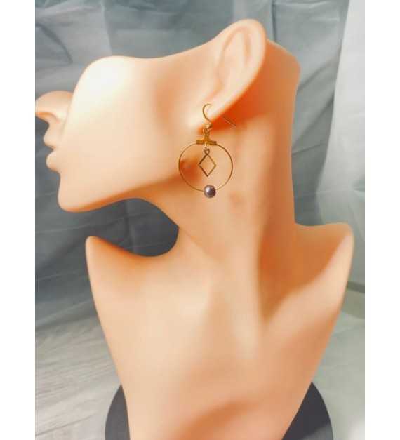 Diamant de Nuit – Boucles d’oreilles créoles acier inoxydable