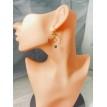 Diamant de Nuit – Boucles d’oreilles créoles avec perle grise métallisée et pendentif losange Diamant de Nuit – Boucles d’oreilles créoles avec perle grise métallisée et pendentif losange