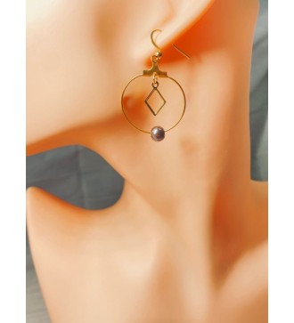 Boucles d'oreilles créole Diamant de nuit