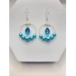 Cendrillon – Boucles d’oreilles anneaux avec perles bleues et pendentif pierre étincelante Cendrillon – Boucles d’oreilles anneaux avec perles bleues et pendentif pierre étincelante
