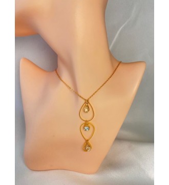 Collier en acier inoxydable or avec pendentif gouttes élégantes
