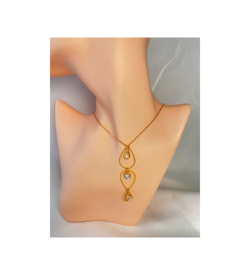 Collier en acier inoxydable or avec pendentif gouttes élégantes