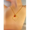 coeur Flottant – Collier en acier inoxydable plaqué or 24K avec pendentif losange, cœur doré coeur Flottant – Collier en acier inoxydable plaqué or 24K avec pendentif losange, cœur doré