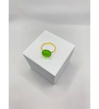 Bague ajustable en acier inoxydable doré avec émeraude