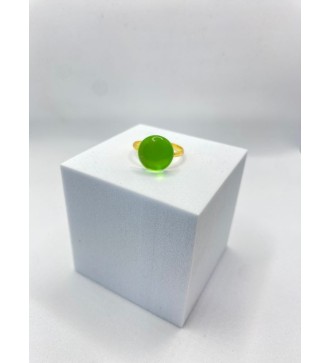 Bague ajustable en acier inoxydable doré avec émeraude