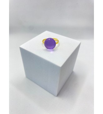 Bague ajustable en acier inoxydable doré avec opaline