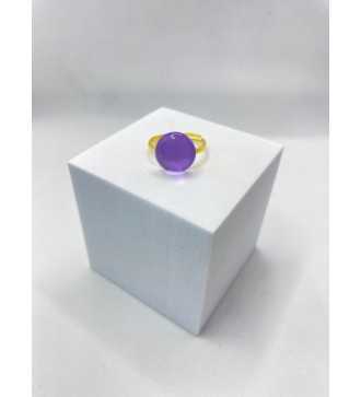 Bague ajustable en acier inoxydable doré avec opaline