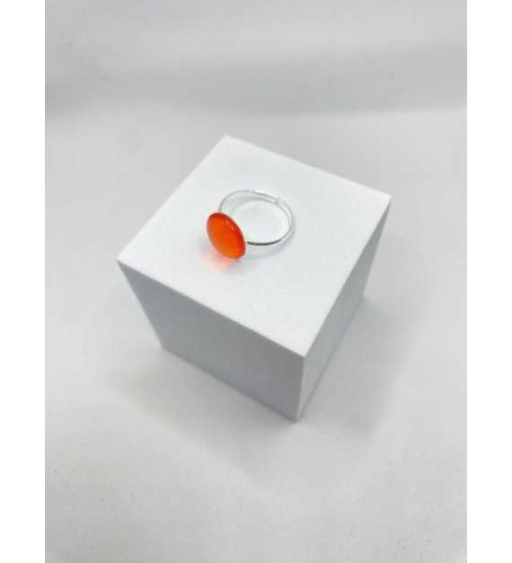 Saisons – Bague ajustable en verre orange,acier inoxydable argent
