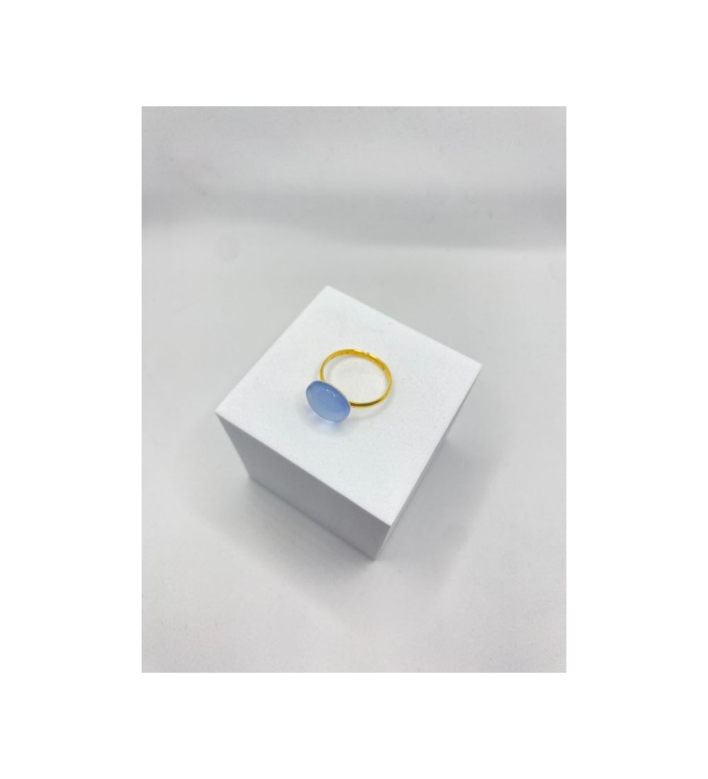 Bague ajustable en acier inoxydable doré avec verre douceur
