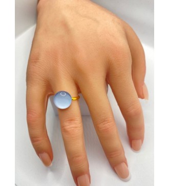 Bague ajustable en acier inoxydable doré avec verre douceur