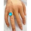 Bleu Azur – Bague ajustable en verre bleu azur et acier inoxydable doré Bleu Azur – Bague ajustable en verre bleu azur et acier inoxydable doré