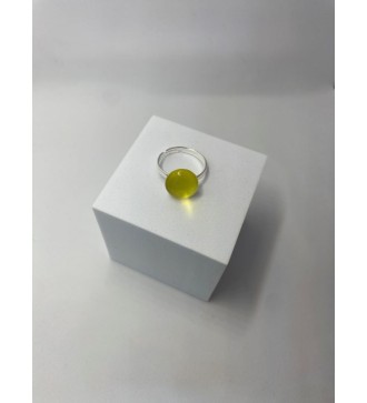 Bague ajustable en acier inoxydable argenté avec verre jaune