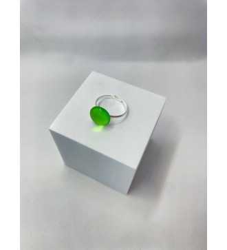 Nature – Bague ajustable en verre vert et acier inoxydable argent