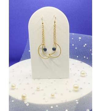 Boucles d'oreilles en chaîne pendantes Lune de Nuit
