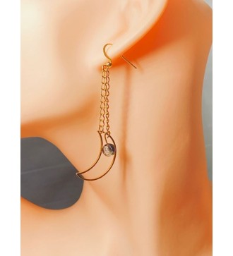 Boucles d'oreilles en chaîne pendantes Lune de Nuit