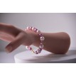 Bracelet Amour Violette en perles rose pâle et violettes avec cœur doré Bracelet Amour Violette en perles rose pâle et violettes avec cœur doré