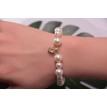 Bracelet coeur en Lumière en perles blanches et pendentif doré élégant Bracelet coeur en Lumière en perles blanches et pendentif doré élégant