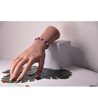 Bracelet en perles violettes et blanches , élégant et chic