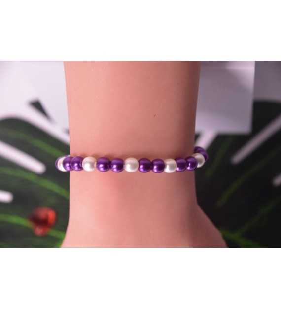 Bracelet Violette et Blanche en perles chic et élégant