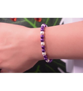 Bracelet en perles violettes et blanches , élégant et chic
