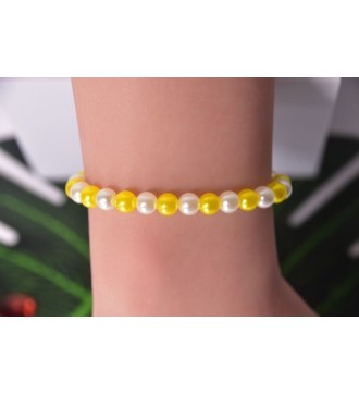 Bracelet en perles jaune citron et blanches , tendance