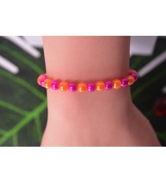 Bracelet en perles orange et rose fuchsia tendance