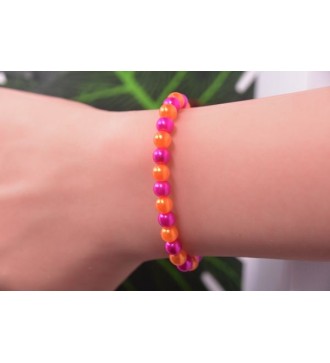Bracelet en perles orange et rose fuchsia tendance