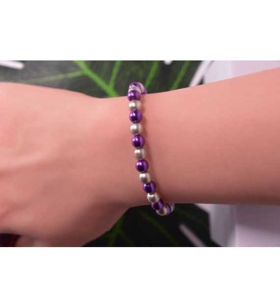 Bracelet Argenté Violine en perles élégantes et chic