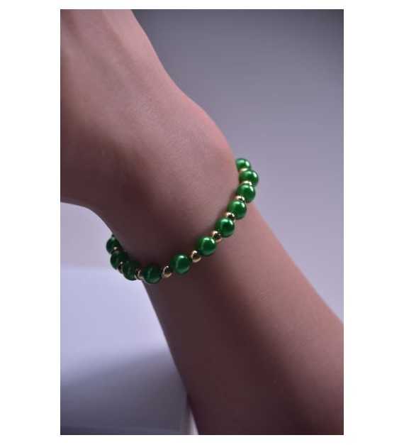 Couleur Emeraude - Perles blanche brillante petite perles or