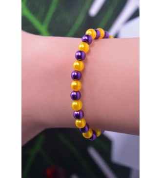 Bracelet en perles jaunes et violettes tendance et unique