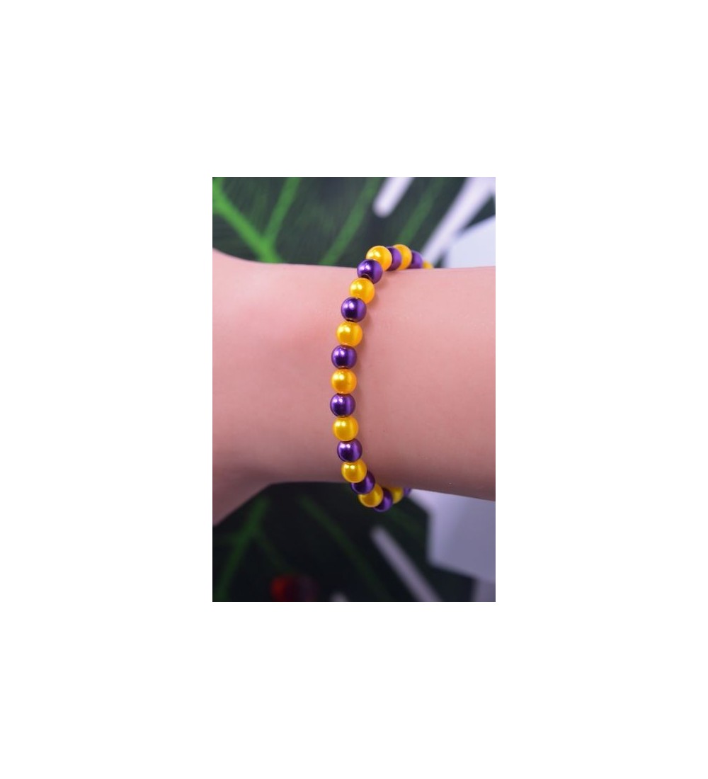 Bracelet en perles jaunes et violettes tendance et unique