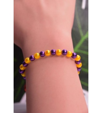 Bracelet en perles jaunes et violettes tendance et unique